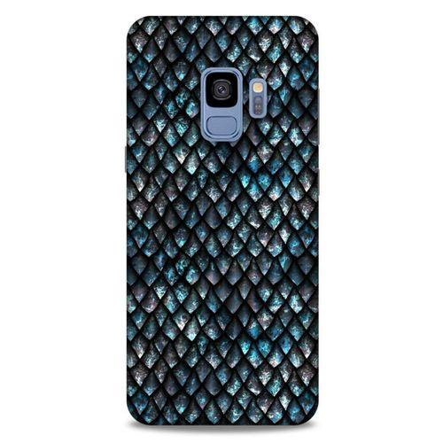 Samsung Galaxy S9 Kılıf Dragons (10) Full Koruma Kılıfı Ejderha Skin Mavi Beyaz