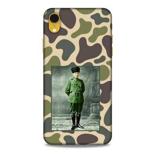 Apple iPhone XR Kılıf Atatürk (15) Antişok Kılıf Kamuflaj Kahverengi