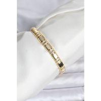 Pirinç Gold Renk Zirkon Taşlı Kadın Bileklik - TJ-BB8082