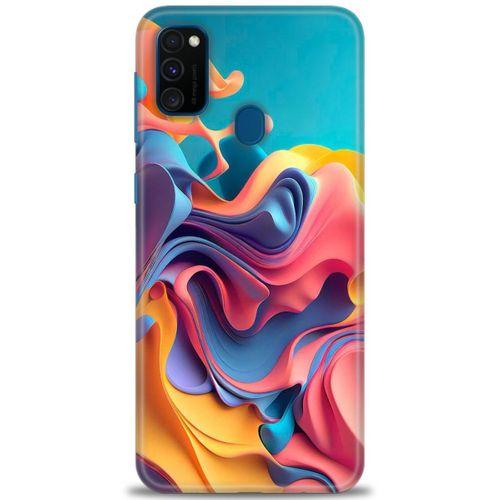 Samsung Galaxy M30S Kılıf HD Baskılı Kılıf - Renkli Su + Tam Ekran Koruyucu