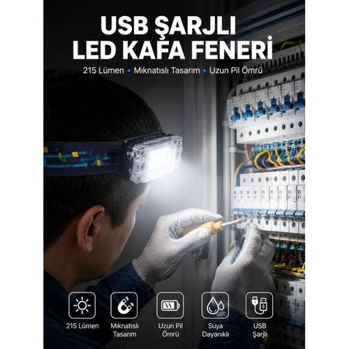 Kafa Lambası Led Fener Pratik Taşınabilir Ayarlanabilir Usb Şarjlı