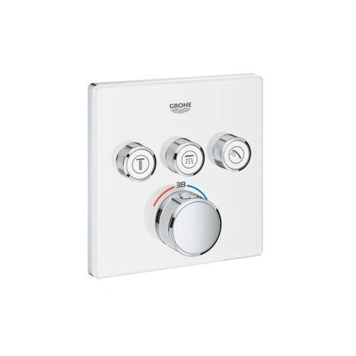 Grohe Grohtherm SmartControl Üç Valfli Akış Kontrollü Ankastre Termostatik Duş Bataryası Beyaz Krom