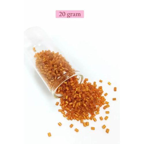 Kesme Cam Boncuk 2mm - 20 Gram - Şeffaf Koyu Turuncu -BNC327