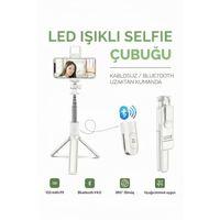 Led Işıklı Selfie Çubuğu Bluetooth Kumandalı Kablosuz Tripot Selfie Monopod Selfie Stick (beyaz)