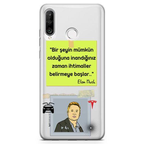 Huawei Nova 4e Kılıf Caps-Elon Musk Arka Kapak Koruma Desenli Full Koruyucu