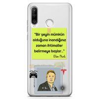 Huawei Nova 4e Kılıf Caps-Elon Musk Arka Kapak Koruma Desenli Full Koruyucu