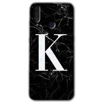 Potkal Hediye Fabrikası General Mobile GM 10 HD Baskılı Kılıf + 9D Tam Ekran Koruyucu - Siyah Mermer Desenli K Harfi