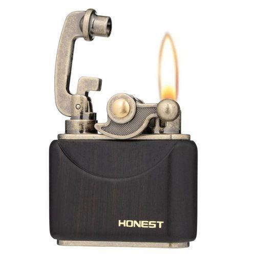 Honest Vintage Benzinli Ahşap Çakmak Siyah