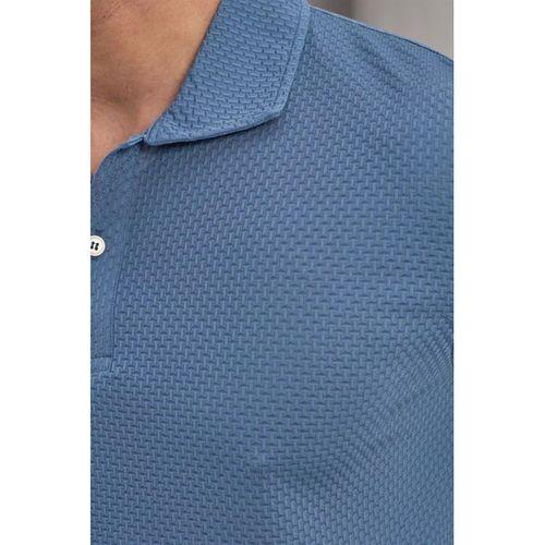 Evenor Kabartma Desenli Polo Yaka Düğmeli Relaxed FitYumuşak İnce Erkek T-Shirt - Mavi