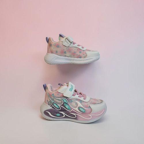 TomWins 015 Beyaz-Pembe Cırtlı Kız Çocuk Spor Ayakkabı