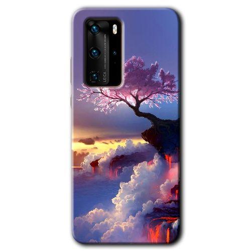 Huawei P40 Pro Kılıf HD Desen Baskılı Arka Kapak + Temperli Cam - Wash Red Wall