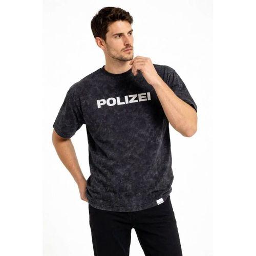 Erkek Asit Yıkamalı Baskılı Tişört Bisiklet Yaka Kısa Kollu Streetwear T-shirt - Siyah