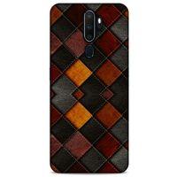 Oppo A5 2020 Kılıf Patchwork (1) Kılıfı Kahverengi Bordo