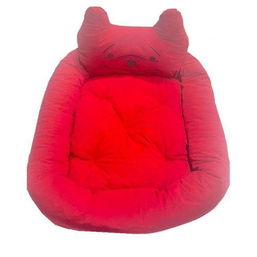 Süslüpati Kullanışlı Yıkanabilir Kumaş Silikon Elyaf Dolgulu Kedi Köpek Yatağı Kırmızı 52x56Cm