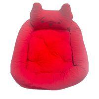 Süslüpati Kullanışlı Yıkanabilir Kumaş Silikon Elyaf Dolgulu Kedi Köpek Yatağı Kırmızı 52x56Cm
