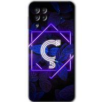 Samsung Galaxy A22 Kılıf Baskılı Kapak - Dark Neon Yaprak Ç Harfi +Tam Ekran Koruyucu