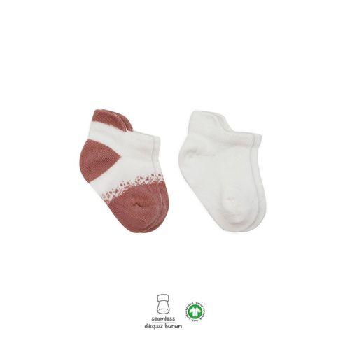 Bistyle 2'Li Penye Sneakers Çorap BS20105 Ekru Pudra