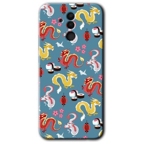 Huawei Mate 20 Lite Kılıf Baskılı Kapak - Funky Dragon +Tam Kaplayan Mat Seramik