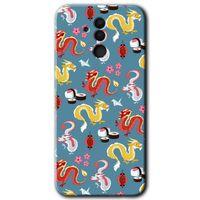 Huawei Mate 20 Lite Kılıf Baskılı Kapak - Funky Dragon +Tam Kaplayan Mat Seramik