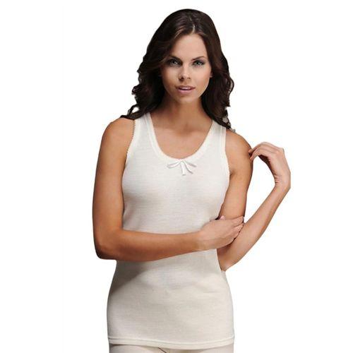 Hasyün Kadın Merinos Yünü Yaka İşlemeli İnterlok Kalın Askılı Fanila