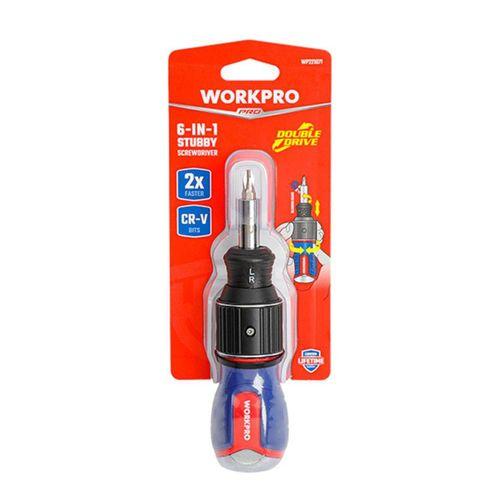 WORKPRO WP221071 6-IN-1 Profesyonel CR-V Cırcırlı Manyetik Topaç Tornavida Seti