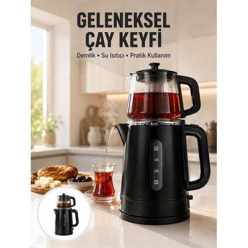 0,9 L Cam Demlik Ve 1,7 L Su Haznesi İle Çay Keyfi Yeni Nesil
