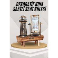 Deniz Feneri Kum Saati Ahşap Görünümlü Vintage Tarz Biblo