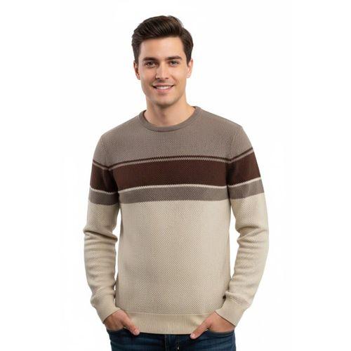 Erkek Sıfır Yaka Kazak Petek Örgü Klasik Kalıp 5244C BGL-ST04861