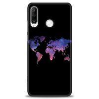 Huawei P30 Lite Kılıf HD Baskılı Kılıf - Dünya Haritası + Tam Ekran Koruyucu