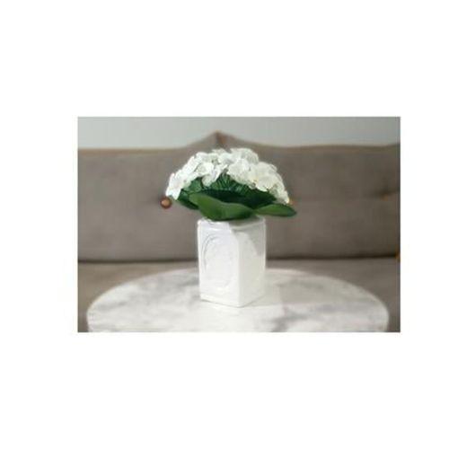 2 Adet Vazo Dahil,Vazoda Çiçek,Beyaz Yapay Çiçek,Vazo Dekoratif Çiçekli Kare 8X8X16Cm