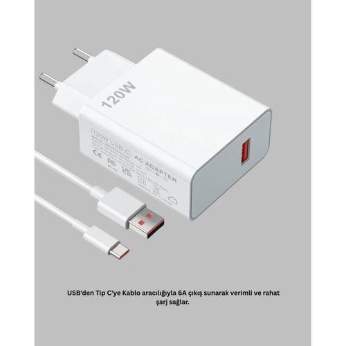 120 Watt Hızlı Şarj Adaptörü Samsung S20 S21 S22 S23 Uyumlu