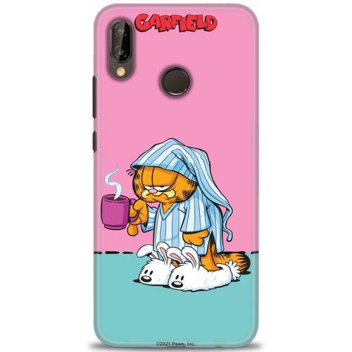 Huawei P20 Lite Kılıf HD Baskılı Kılıf - Garfield + Tam Ekran Koruyucu