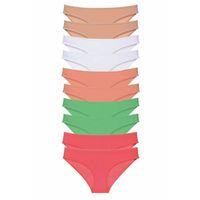 10 adet Süper Eko Set Likralı Kadın Slip Külot Ten Beyaz Pudra Yeşil Fuşya