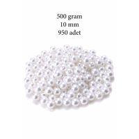 500 gram 10mm Beyaz Renk Plastik İnci Boncuk Çanta ve Takı Yapım Boncuğu (~950 adet)