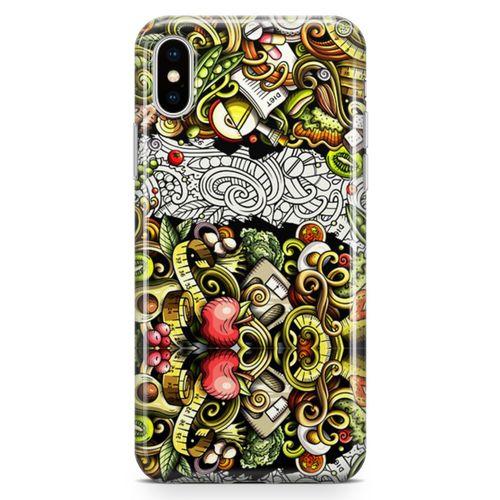 Apple iPhone XS Kılıf Diyet Doodle Arka Kapak Koruma Desenli Full Koruyucu