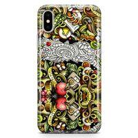 Apple iPhone XS Kılıf Diyet Doodle Arka Kapak Koruma Desenli Full Koruyucu