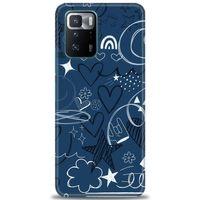 Xiaomi Poco X3 GT Kılıf HD Baskılı Kılıf - Notalar ve Kalpler Mavi + Tam Ekran Koruyucu