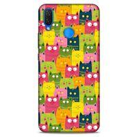 Lopard Huawei Psmart 2019 Uyumlu Kılıf Kediler (35) Fit Design Kılıf Sarı Yeşil