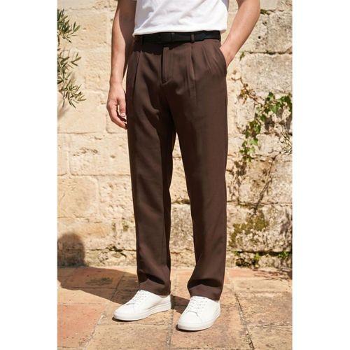 Baruchel Pileli Baggy Kalıp Kumaş Erkek Pantolon - Kahve