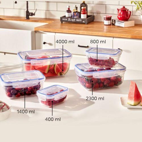 1400 ml Dikdörtgen Contalı Sızdırmaz Saklama Kabı (Şeffaf/Beyaz)