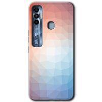 MRCİLETİSİM Tecno Spark 7 Pro Kılıf HD Desen Baskılı Arka Kapak+Temperli Cam - Polygon Graident 3