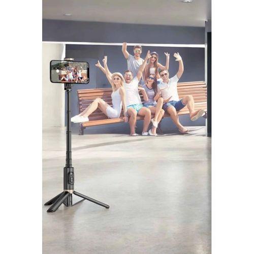Selfie Çubuğu Tripod Kumandalı Telefon Tutucu Siyah