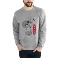 Anime One Punch Man Saitama Baskılı Gri Erkek Sweatshirt