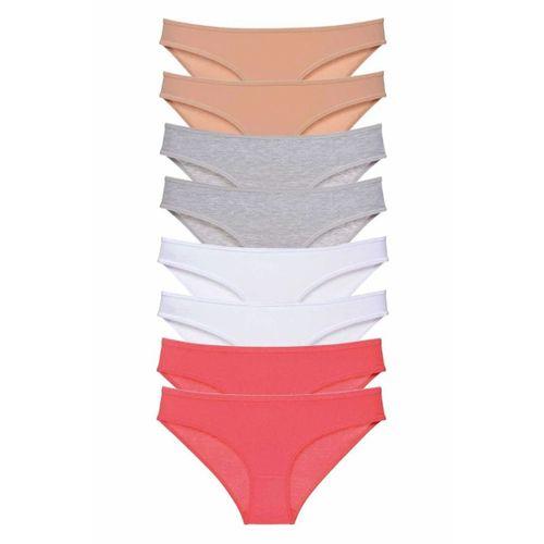 8 adet Süper Eko Set Likralı Kadın Slip Külot Ten Gri Beyaz Fuşya