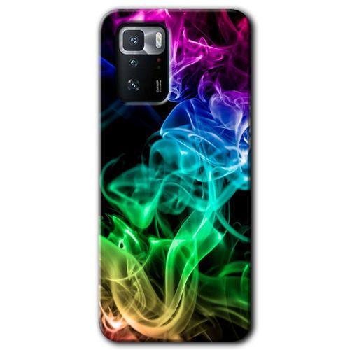 Poco x3 GT Kılıf HD Desen Baskılı Arka Kapak + Temperli Cam - Smoke Colorful