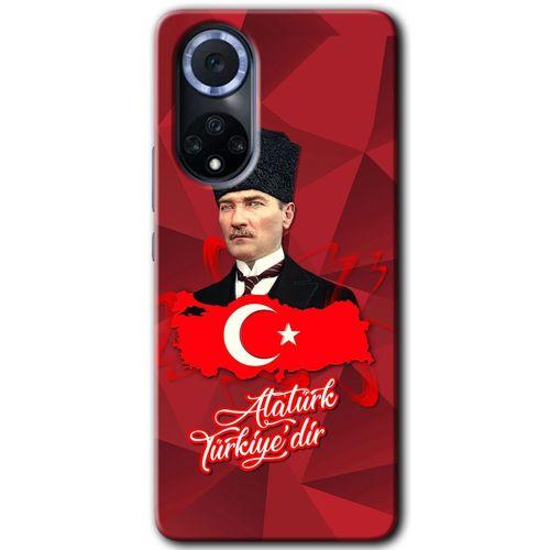 Potkal Hediye Fabrikası Huawei Nova 9 Kılıf HD Desen Baskılı Arka Kapak - Atatürk Silüet İmza
