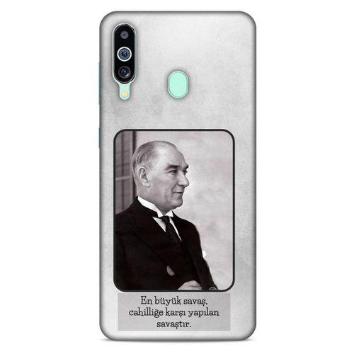 Samsung Galaxy M40 Kılıf Atatürk (1) Kılıfı Açık Gri