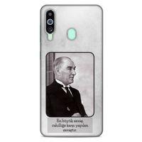 Samsung Galaxy M40 Kılıf Atatürk (1) Kılıfı Açık Gri