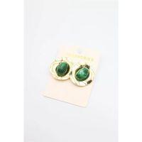 Taşlı Metal Küpe - Yeşil