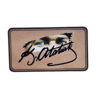 Atatürk Deri Peç - Arkası Cırtlı - 9 cm x 5 cm - Mavi Göz - Atatürk İmza - Leather Patch